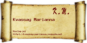 Kvassay Marianna névjegykártya
